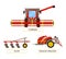 Combine and Plow Icons Set Vector Illustration