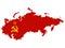 Combined Flag and Map of USSR Soviet Union on White Background - Miller Projection