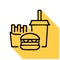 Combo lunch flat line icon. Vector thin sign of fast food, cafe logo