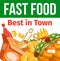 Combo meals, cafe bistro menu, takeaway fastfood