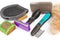 Combs and brushes for pets hair care, combed hair clump