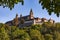 The Comburg as a former Benedictine monastery is located above the Steinbach district of Schwaebisch Hall in Baden-Wuerttemberg