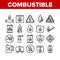 Combustible Products Collection Icons Set Vector