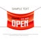 Come in we are open advertising banner grand store opening concept label with text flat copy space