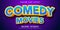 Comedy movies text, cartoon style editable text effect