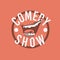 Comedy Show Logo With A Smiling Laughing Mouth Vector Image.