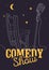 Comedy Show Poster With Bar Chair And Microphone Vector Image