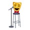 Comedy theater mask on bar stool and stand microphone icon