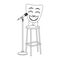 Comedy theater mask on bar stool and stand microphone icon, flat design