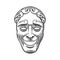 Comedy theater mask. Vector engraving vintage black illustration.