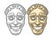 Comedy theater mask. Vector engraving vintage color illustration.
