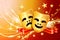 Comedy and Tragedy Masks on Abstract Modern Light Background