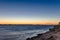 Comet Neowise, rising over the coast in the early morning twilight hours. Fire Island Inlet Bridge - Long Island New York