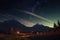 comet streaking across starry night sky