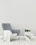 Comfort space in house.White room with arm chair and table . modern interior design.