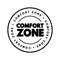 Comfort Zone text stamp, concept background