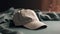 Comfortable baseball cap on modern wool pillow generated by AI