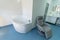 Comfortable bath in new modern maternity ward. Stylish ward in hospital.