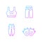Comfortable clothes for home gradient linear vector icons set