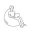 Comfortable and cozy chair for work and leisure at home. The outline of the icon drawn by hand. Vector illustration