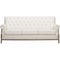 Comfortable Cream colour three seater wooden sofa with white background