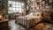 Comfortable double bed in modern rustic loft generated by AI