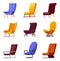 Comfortable and fashionable armchairs. Room design elements. Soft furniture for rest and relaxation. Cartoon soft and