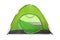 Comfortable green camping tent on white