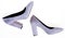 Comfortable high heels concept. Shoes made out of grey suede on white background, isolated. Footwear for women with