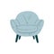 Comfortable Light Blue Armchair on Wooden Legs, Cushioned Furniture with Upholstery, Interior Design Element Vector