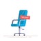 Comfortable office chair with a vacancy sign. Business hiring and recruiting abstract concept. Search for a new employee