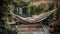 Comfortable pillow on a hammock in tranquil outdoor nature scene