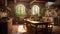 Comfortable rustic dining room with modern elegance generated by AI