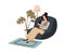 Comfortable sitting pose for breastfeeding flat vector illustration isolated.