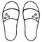 Comfortable summer shoes for women. Flip flops for spa. Vector illustration. Rubber slippers. Outline. Isolated.