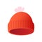 Comfortable warm knitted hat with a pompom