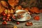 Comforting Autumn coffee tea. Generate Ai