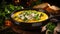 A Comforting Bowl of Pumpkin Soup on Selective Focus Background