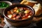 Comforting and hearty soups and stews. Soup or stew of meat and vegetables seasoned with paprika and other spices. Generative AI