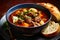 Comforting and hearty soups and stews. Soup or stew of meat and vegetables seasoned with paprika and other spices. Generative AI