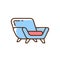 Comfy blue armchair RGB color icon