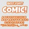 Comic alphabet set. Letters, numbers and figures for kids` illustrations, websites, comics
