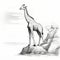 Comic Art Giraffe Drawing On Rock - High Resolution And Elegant Inking