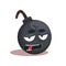 Comic bomb emoji. Cartoon character with bored face expression. Vector design for mobile application, print or sticker