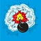 Comic bomb explosion pop art retro style halftone illustration