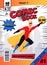 Comic book cover. Vintage magazine with male superhero character in action pose vector illustration. Retro comic book