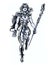 Comic book illustrated cosmic powered silver woman with power staff