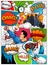 Comic book page divided by lines with speech bubbles, rocket, superhero and sounds effect. Retro background mock-up. Comics templa