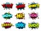 Comic book sound effect speech bubbles, marveling and enjoying expressions