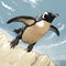 Comic Book Style Penguin In Flight